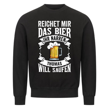 Personalisiertes Bier-Sweatshirt mit dem Namen Thomas im Banner