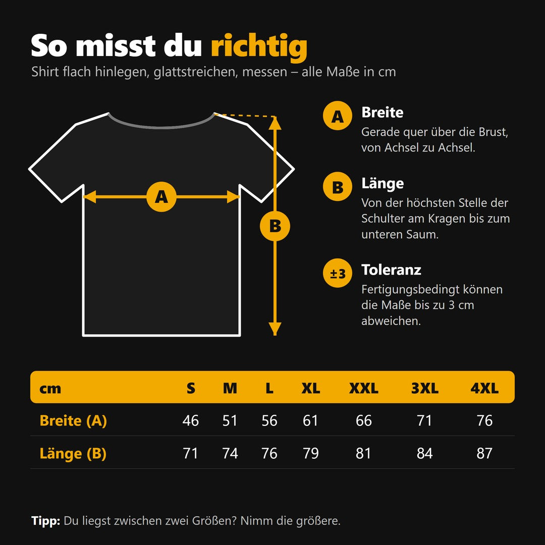 T-Shirt Größentabelle - So misst du richtig - T-ShirtBull